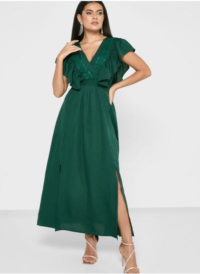 Buy Frilled Sleeve A-Line Dress in UAE