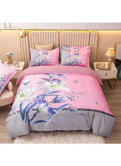 Buy Hotel Luxury Bed Sheets Extra Soft Easy Fit Duvet Cover and Pillow Cases Bedding Sets 1 King Duvet Cover 220x240cm, 1 Fitted Sheet 200x200+25cm, 4 Pillowcases 50x75cm in UAE