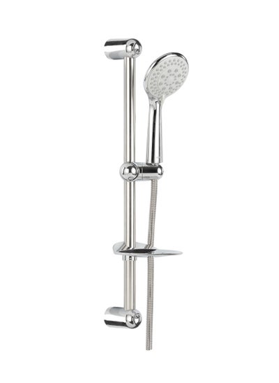 Buy Geepas Ursa Shower Set GSW61121, High Quality Material Bathroom Shower Set, Chrome Plated, Standard Hose Connector, Includes a Sliding Bar with Holder and Bracket, a Soap Dish, a Hand Shower in UAE