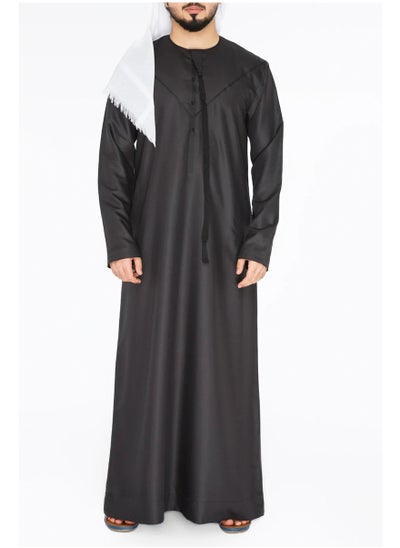 Buy Everyday Emirati Kandora: Traditional Arab Thobe for Men - Long Sleeve Round Neck, Soft & Breathable Muslim Robe - Comfortable, Skin-Friendly, Drapey, and Ideal for Daily Wear in UAE