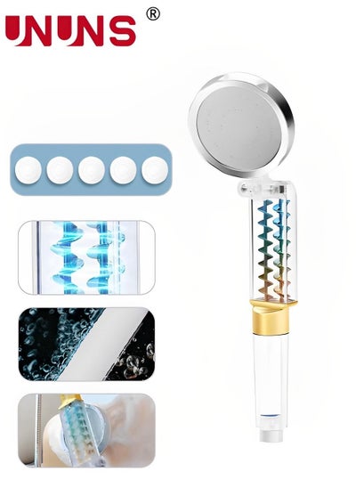 اشتري Shower Head Clear,Handheld Clamshell Shower Filter For Removes Chlorine And Harmful Pollutants,Double High Pressure Head Handheld Shower Set With 5 Filters,Massage Back,Handheld Shower في الامارات