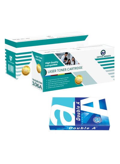 اشتري High Grade Compatible 106A W1106A Toner Cartridge for HP Laser 107w 107a  MFP135a  135w 137fnw Printer 2-Pack with Free A4 Double-A Ream في الامارات