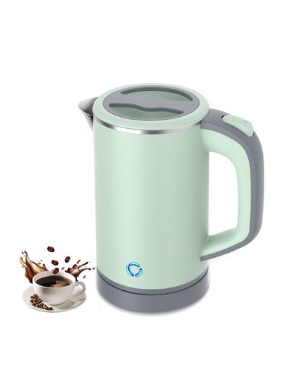 اشتري Small Electric Kettle, Travel Mini Hot Water Boiler Heater, 304 Stainless Steel 0.8L Portable Electric Kettles or Boiling Water,  with Auto Shut-Off for Camping, Travel, Office and More (Green) في الامارات