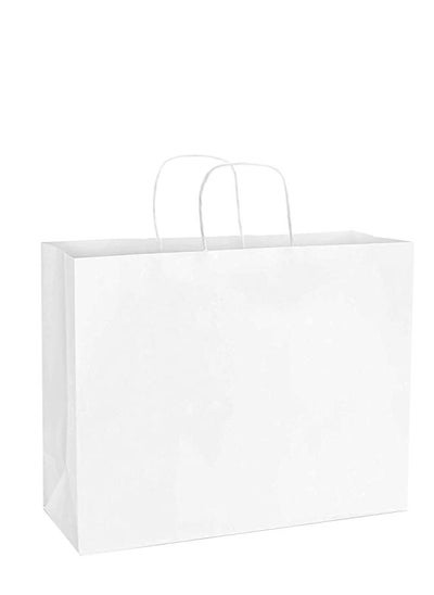 Buy White Paper bags with handles 43 x 40 x 14 cm Large Kraft Gift bags for Birthday Party Favors, Weddings, Bridal Shower, Businesses (12 Bags) in UAE