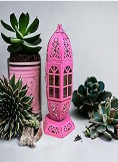 اشتري Ramadan Lantern Metal Candelabra 12" Fuchsia Decorative Islamic Style - Unique Design Decorative Accent في مصر