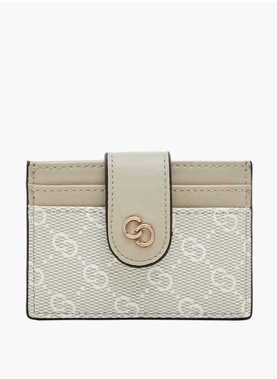 Buy Women Monogram Print Cardholder with Flap Closure in Saudi Arabia