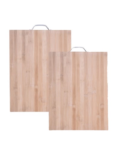 Buy 2 Pcs Bamboo Cutting Boards For Kitchen Wooden Cutting Board For Chopping Meat, Vegetables, Fruits, Cheese, Knife Friendly Serving Tray With Handles 40X30CM And 34X24CM in UAE