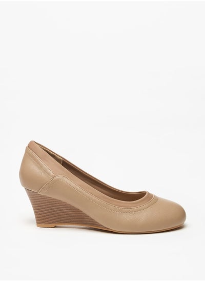 Buy Women's Textured Slip-On Ballerina Shoes with Wedge Heels in UAE