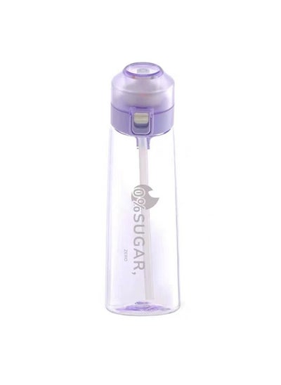 Buy 650ML Water Bottle Scent Up Tritan Water Cup Flavored Flip Lid Carry Strap Zero Sugar Gym Fitness Camping Outdoor Sports Fitness Air up Fragrance Bottle, Purple in UAE