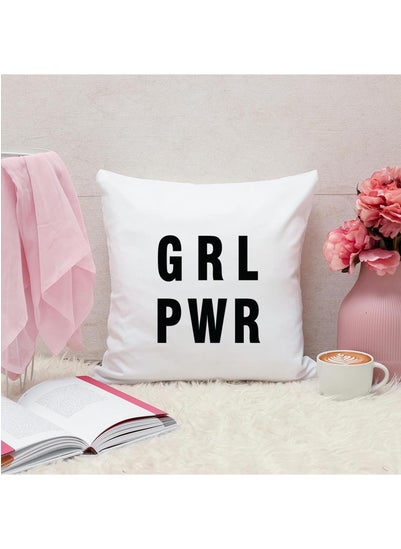 Buy Grl Pwr Quotes Personalized Pillow, 40x40cm Decorative Throw Pillow by Spoil Your Wall in UAE