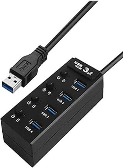 اشتري 4-port USB 3.0 Portable Hub with USB 3.0 Cable, Switch For Imac, MacBook, And Pc في مصر