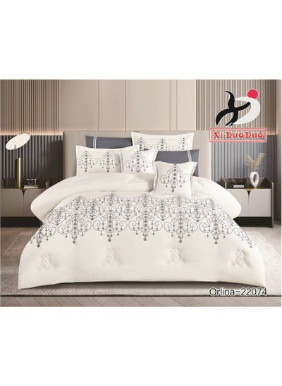 Buy Nephrine quilt set, microfiber embroidered bedspread, consisting of 8 pieces, king size quilt, 240 x 260 cm. in Saudi Arabia