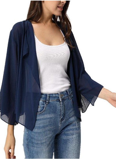 اشتري Women's Casual Work Sheer Chiffon Blazer Beach Wear Navy Blue Medium في الامارات