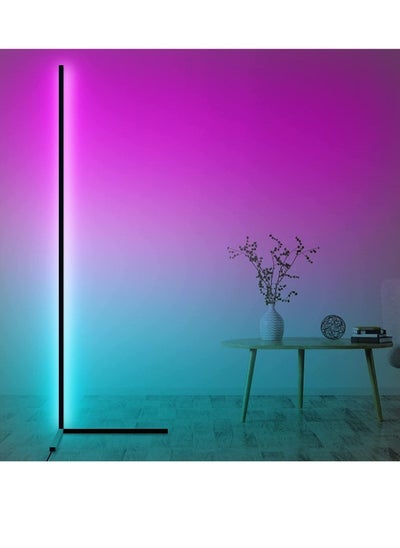 Buy RGB Corner Floor Lamp, AMINAC Color Changing Modern Lamps, 140CM Tall Standing Lamp with Remote Controller Metal Colorful Lamps for Living Room in UAE