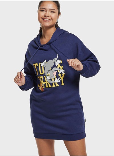 Buy Tom & Jerry Print Hooded Dress in Saudi Arabia