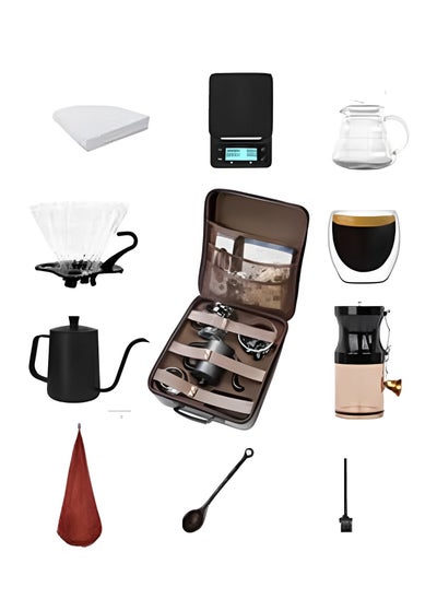 Buy V60 Coffee Set 11-piece Drip Coffee Maker Set All-in-one Portable Travel Bag in UAE