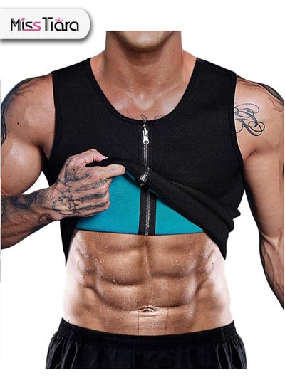 Buy Men Sweat Vest Waist Trainer Body Shaper Hot Neoprene Sport Fitness Gym Workout Sauna Tank Top in UAE