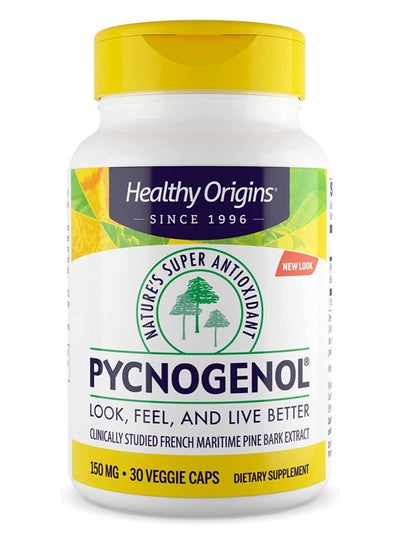 Buy Pycnogenol 150 mg - Premium Pine Bark Extract - French Maritime Pine Bark Extract for Heart Health, Skin Care & More - Gluten-Free & Non-GMO Supplement - 30 Veggie Caps in UAE