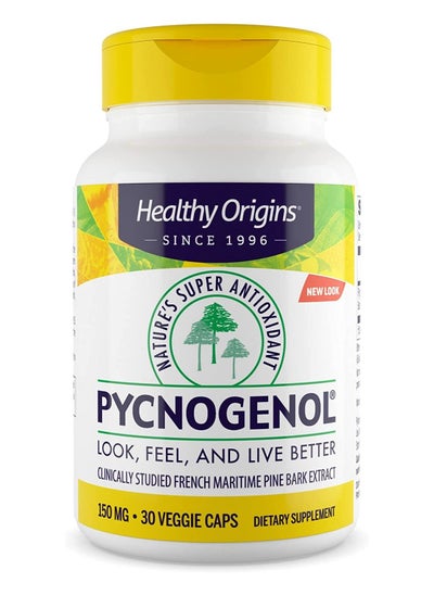 Buy Pycnogenol 150 mg - Premium Pine Bark Extract - French Maritime Pine Bark Extract for Heart Health, Skin Care & More - Gluten-Free & Non-GMO Supplement - 30 Veggie Caps in UAE