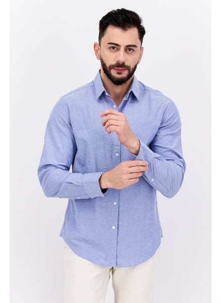 اشتري Men Regular Fit Solid Long Sleeves Casual Shirt, Blue في الامارات