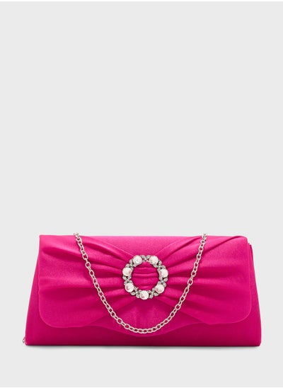 اشتري Diamante Trim Clutch Bag With Bow  Detail في الامارات