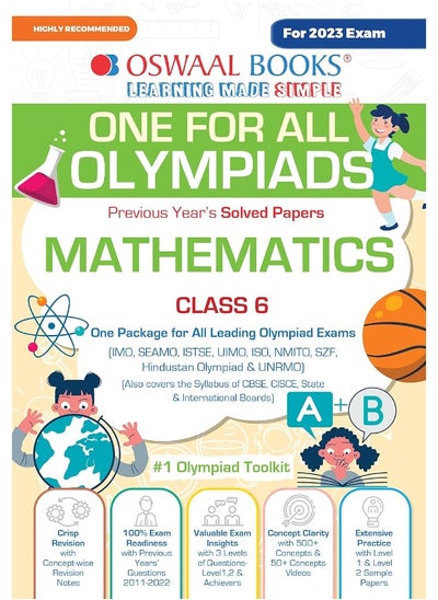 Buy Oswaal One For All Olympiad Previous Years' Solved Papers, Class-6 Mathematics Book (For 2023 Exam) in UAE