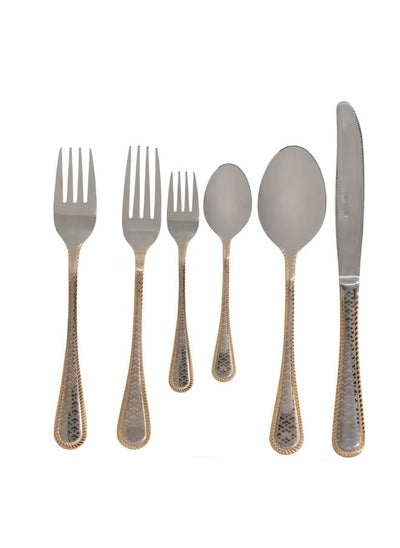 Buy A Set Of Silver Cutlery Spoons Embossed With A Golden Edge 30 Pieces in UAE