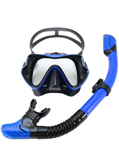 Buy Anti-Fog Tempered Glass Adults Snorkel Mask for Snorkeling, Swimming and Scuba Diving, Anti Leak Dry Top Snorkel Gear Panoramic Silicone Goggle in UAE