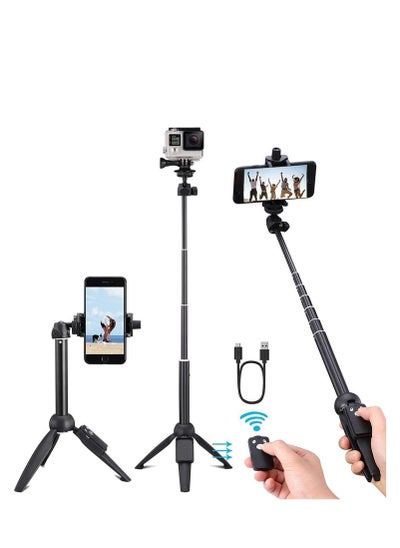 اشتري Selfie Stick For Phone Size 4.5-6.2Inch Extendable Selfie Stick Tripod with Bluetooth Wireless Remote Phone Holder (YT9928 Black) في الامارات