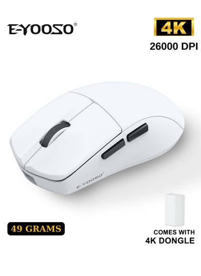 Buy X-44 Pro 4K Wireless Gaming Mouse, 49g Superlight, Bluetooth 5.1/2.4G/Wired, 26,000 DPI, 5 Programmable Buttons, 150 Hr Rechargeable Battery, Software Support for PC, Mac, White in Saudi Arabia