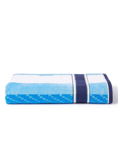 Buy Zic Zac- Hand Towel 500 GSM 100% Cotton Velour 50X90 cm Modern Stripe Design Luxury Touch Extra Absorbent Blue in Saudi Arabia