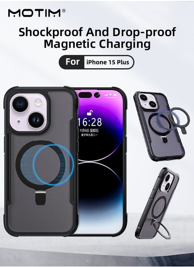 اشتري iPhone 15 Plus Magsafe Case with Kickstand Supports MagSafe Charging Clear Matte Magnetic Yellowing-Resistant Military-Grade Drop Protection Phone Case Shockproof Anti-Scratch 6.7 inch Cover في الامارات