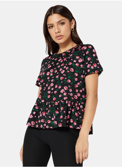 Buy Floral Print Peplum Top in UAE