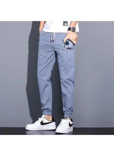 اشتري Summer 2022 Slim Straight-fit Stretch Mens Jeans Blue في السعودية