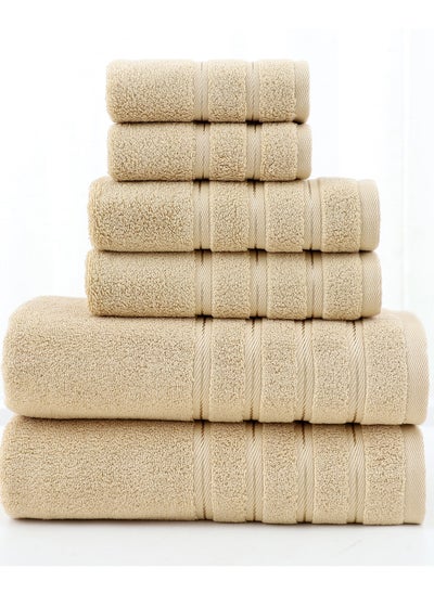 Buy Bath Towels Soft Cotton 6 Piece,100% Cotton Anti Odor Family Towels, Highly Absorbent Quick-Drying Lightweight Spa Towel for Bathroom 2 Bath Towel 2 Washcloth 2 Hand Towel in UAE