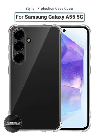 Buy Samsung Galaxy A55 Shock Proof Case Cover - Ultra Clear, Durable & Accurate Cut-outs - Scratch, Dust & Smudge Protection - Clear Silicon Back Cover for Samsung Galaxy A55 in Saudi Arabia