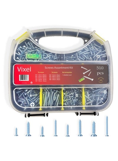 Buy VIXEL 510 pcs Screws Assortment Kit Multiple Size Self Tapping Screws with Level Gauge For DIY projects, Installing, Mounting Furniture and Repairs in UAE