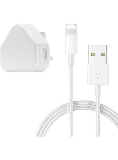 اشتري 5W Power Adapter Supply with USB Charger Cable and Plug Compatible for Apple iPhone 5S/6/6S/6 Plus/6S Plus/7/7 Plus/8/8 Plus/XS/X/XS Max/11/XR/iPod Touch 5G في الامارات
