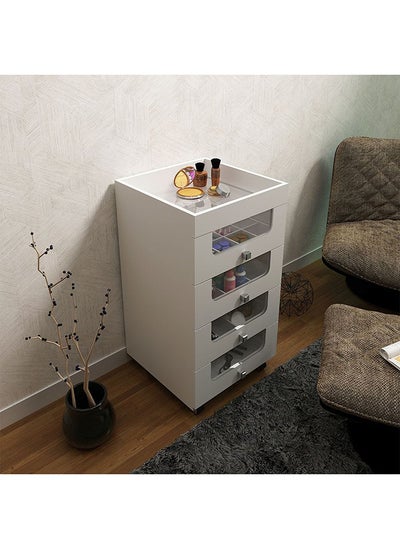 Buy Eldon Make Up Storage Cabinet Durable Vanity Table Dressing Makeup Desk With Storage Modern Design Bedroom Furniture L 45x45x84 Cm White in UAE