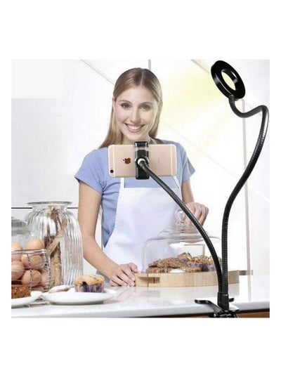 Buy Clip on Light Reading Lights with Cell Phone Holder Eye Protection Kids Desk Lamp 360 Degree Flexible Gooseneck Selfie Ring Light LED Makeup Mirror Lights Selfie Ring Light with Cell Phone Holder in UAE