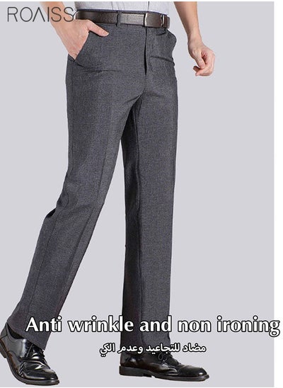 Buy Casual Linen Pants for Men Loose Trousers Summer Thin Male Dress Pants Breathable Solid Color Straight High Waist Man Pants in Saudi Arabia