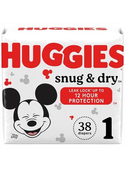 Buy Huggies Size 1 Diapers, Snug & Dry Newborn Diapers, Size 1 (8-14 lbs), 38 Count in UAE