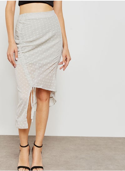 Buy Polka Dot Ruched Detail Skirt in UAE