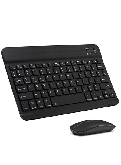 اشتري Combo Ultra-Slim Portable Compact Wireless Mouse Keyboard Set For IOS Android Windows Tablet Phone IPhone IPad Pro Air Mini Black في الامارات