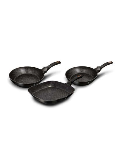 Buy Aluminium 3 Pieces Frypan Set, Black Rose Collection, Black, Hungary in UAE