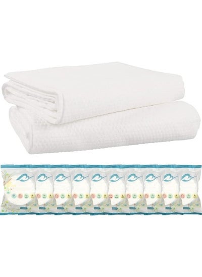 Buy Disposable Compressed Bath Towels,10 PACK 100% Natural Cotton Compressed Towel Tablets in UAE