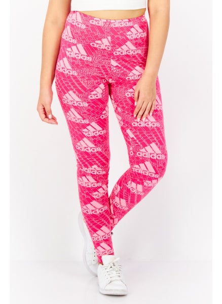 Buy Women Sportswear Fit Brand Logo Training Leggings, Pink in UAE