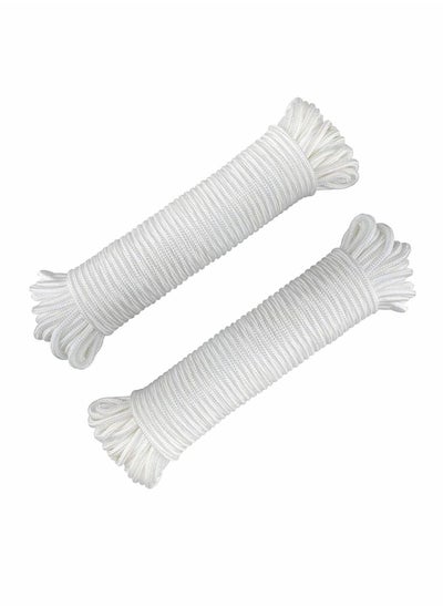 اشتري Nylon Poly Rope Flag Pole Polypropylene Clothes Line Camping Utility Good for Tie Pull Swing Climb Knot (10 M Length, 10 mm Width, 2Pcs White) في الامارات