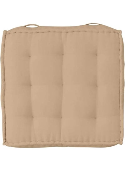 Buy Decorative Square Cotton Floor Cushion 45X45 Dark Beige in Saudi Arabia