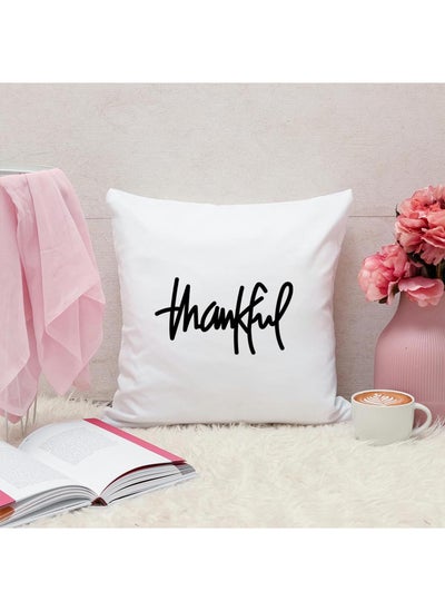 اشتري Thankful Quotes Personalized Pillow, 40x40cm Decorative Throw Pillow by Spoil Your Wall في الامارات